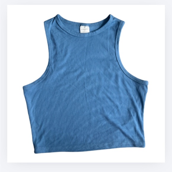 Real Essentials Sky Blue Ribbed Top - Picture 1 of 3